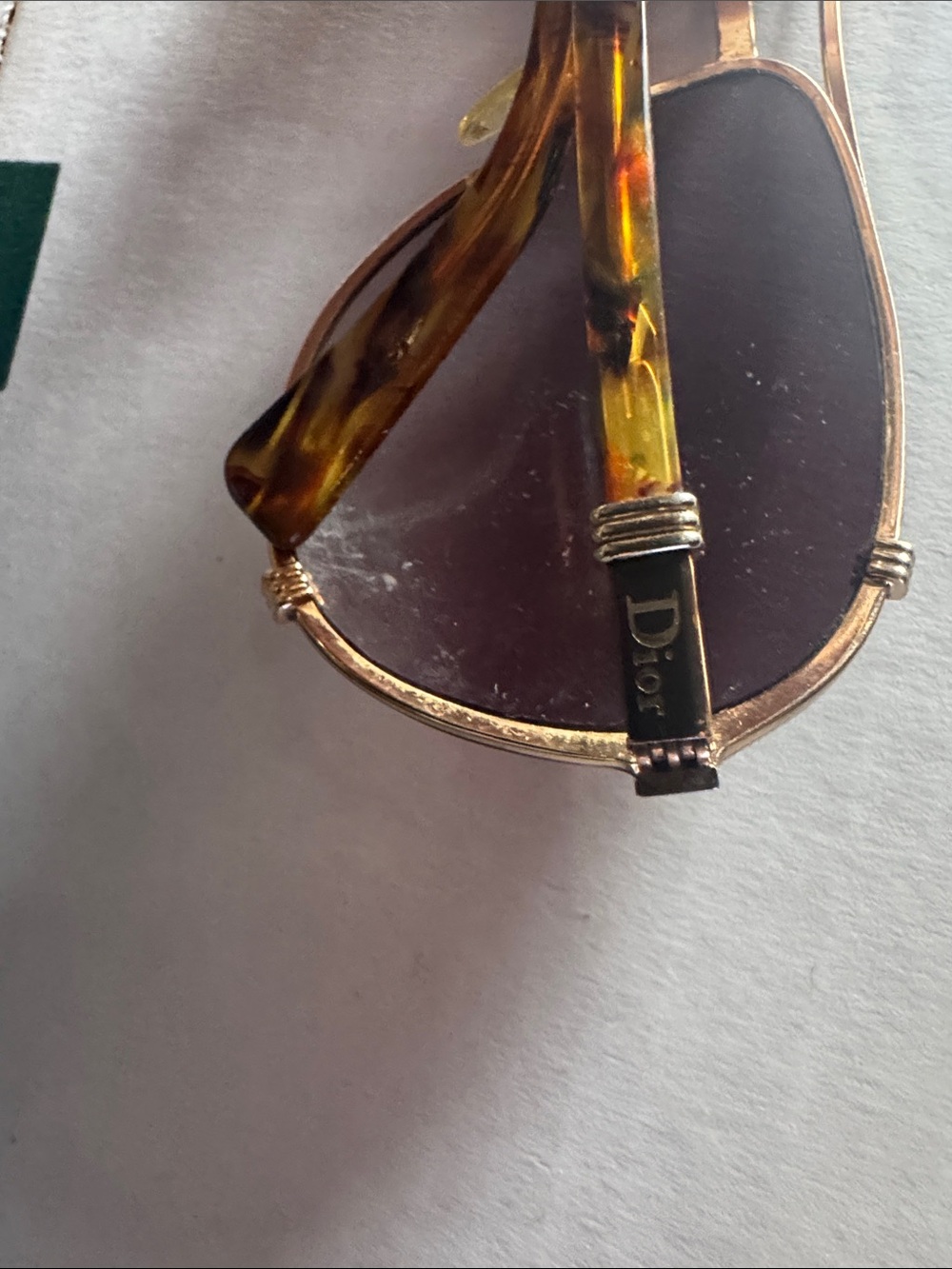 Dior Tortoiseshell Arms Sunglasses with Gold Accents - Brown Lenses - Picture 2 of 4